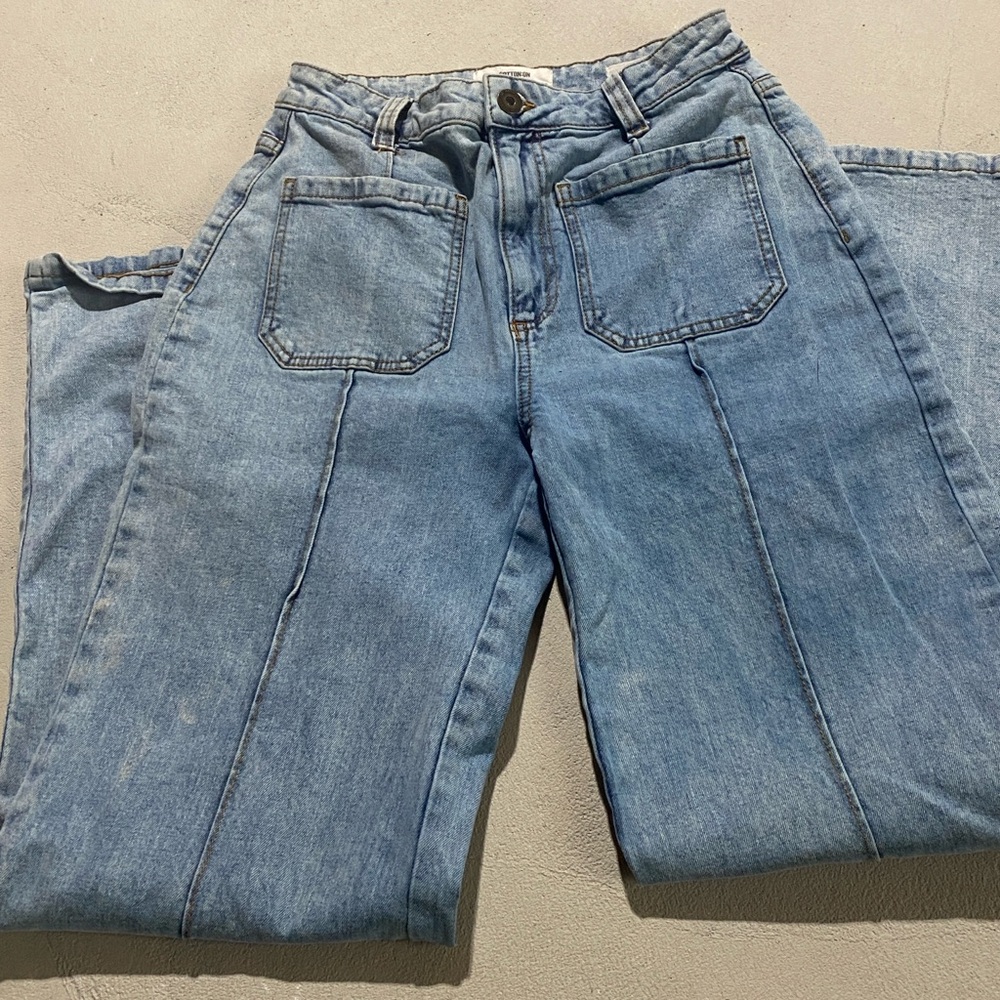 Cotton On Blue Flare Wide Leg Jeans